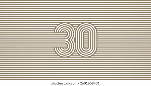 Number 30 logo design Inspiration, Number 30 logo multi line style that blends into the line background, flat design logo template, vector illustration