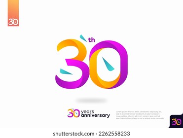 Number 30 logo icon design, 30th birthday logo number, 30th anniversary.
