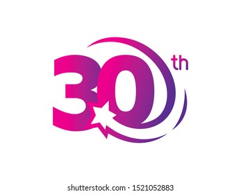 Number 30 logo or symbol template design