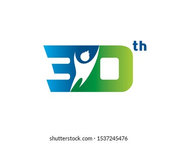 Number 30 logo or symbol template design