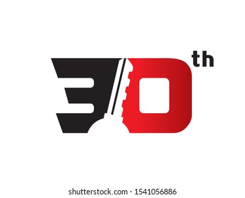 Number 30 logo or symbol template design
