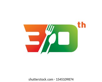 Number 30 logo or symbol template design