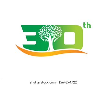 Number 30 logo or symbol template design