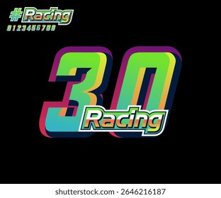 Número 30 con Vector de texto de carreras
