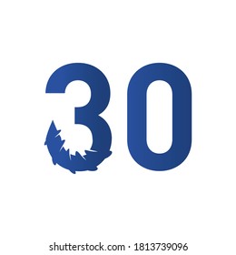 Number 30 Screw Style logo or symbol template design