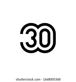 Number 30 vector icon design. Vector illustration.