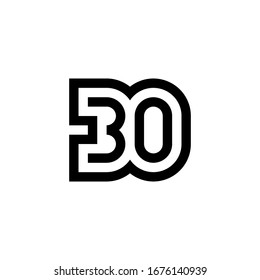 Number 30 vector icon design. Vector illustration.