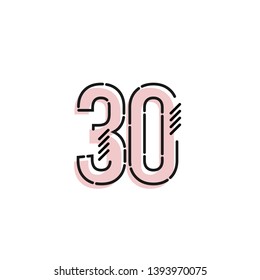 Number 30 Vector Template Design Illustration Design for Anniversary Celebration