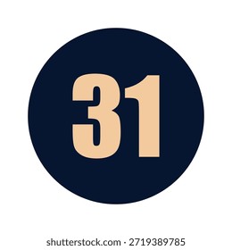 a number 31 on a blue background icon vector design