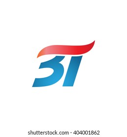number 31 swoosh design template logo blue red