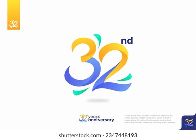 Number 32 logo icon design, 32nd birthday logo number, anniversary 32