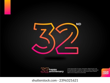 Number 32 logo icon design, 32nd birthday logo number, anniversary 32