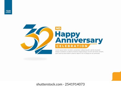 Number 32 logo icon design, 32nd birthday logo number, anniversary 32