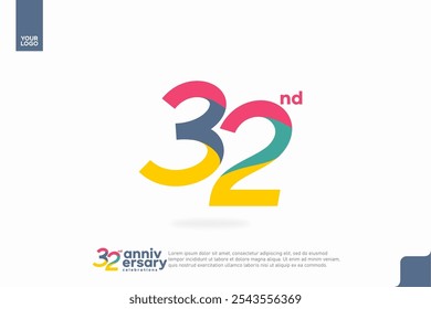 Number 32 logo icon design, 32nd birthday logo number, anniversary 32