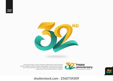 Number 32 logo icon design, 32nd birthday logo number, anniversary 32