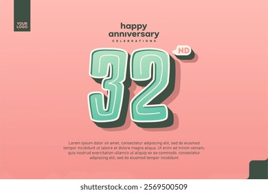 Number 32 logo icon design, 32nd birthday logo number, anniversary 32