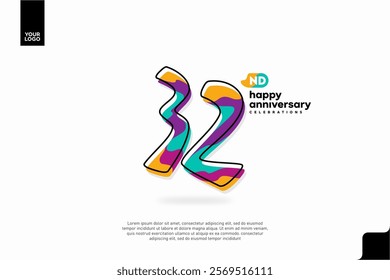 Number 32 logo icon design, 32nd birthday logo number, anniversary 32