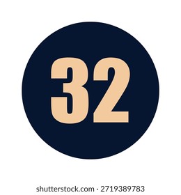 a number 32 on a blue background icon vector design