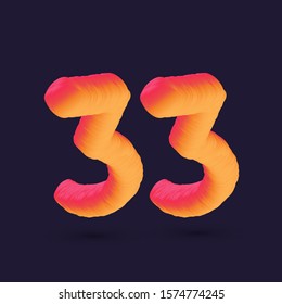 Number 33 3D multi colour gradient digit icon vector template.