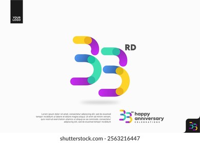 Number 33 logo icon design, 33rd birthday logo number, anniversary 33