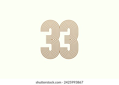 Number 33 Logo. Monogram Number 33 logo multi line style. usable for business logos and anniversary. flat design logo template. vector illustration	