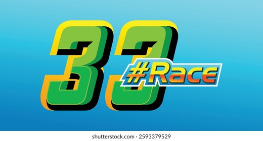 number 33 racing green racing color for sports, automotive and esports and jersey