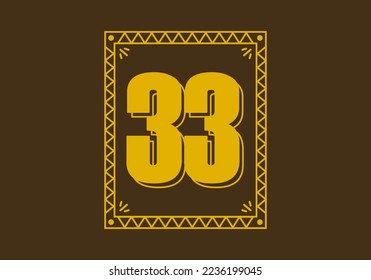 Number 33 in retro rectangle frame design
