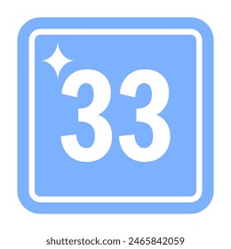 Number 33 vector illustration flat design isolated on white background