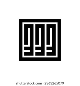 Number 333 logo design with black color, triple three monogram logo in square geometric shape