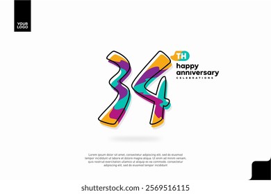 Number 34 logo icon design, 34th birthday logo number, anniversary 34
