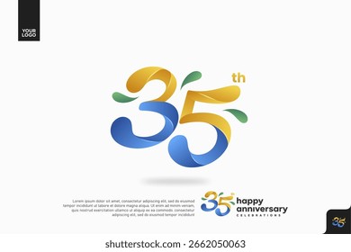 Número 35 diseño de icono de logotipo, número de logotipo de cumpleaños 35, aniversario 35