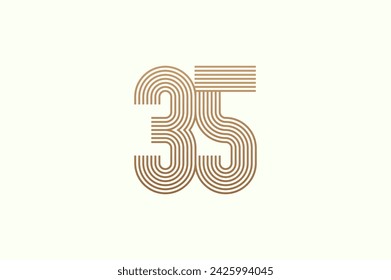 Number 35 Logo. Monogram Number 35 logo multi line style. usable for business logos and anniversary. flat design logo template. vector illustration	