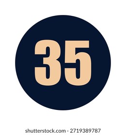 a number 35 on a blue background icon vector design