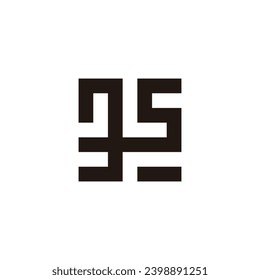 Número 35 cuadrado, conectar el símbolo geométrico simple vector logotipo