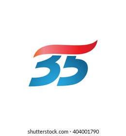 number 35 swoosh design template logo blue red