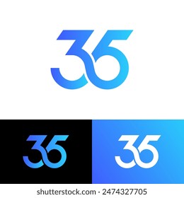 Number 35 years anniversary infinity connected symbol icon flat logo stock vector design