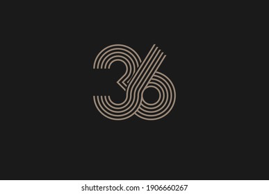 Number 36  Logo, Monogram Number 36 logo multi line style, usable for anniversary and business logos, flat design logo template, vector illustration