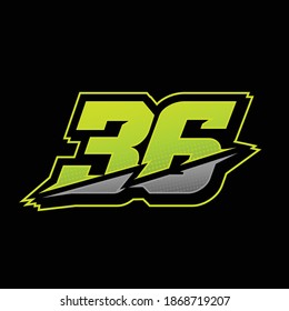 number 36 racing design vector