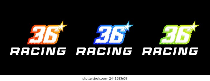 Number 36 racing vector design template for motorbike racing, dirt bike and jersey