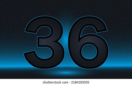 Número 36 vector. Lujoso azul número 36 con un lujoso fondo moderno. diseño vectorial para celebración, tarjeta de invitación y tarjeta de saludo