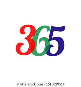 Number 365 Logo Design. 365 day in year. Happy new year