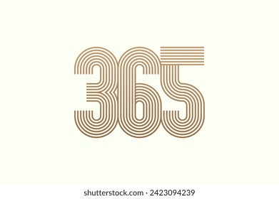 Number 365 Logo, Monogram Number 365 logo multi line style, usable for business logos and anniversary, flat design logo template, vector illustration