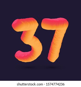 Number 37 3D multi colour gradient digit icon vector template.