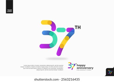 Number 37 logo icon design, 37th birthday logo number, anniversary 37