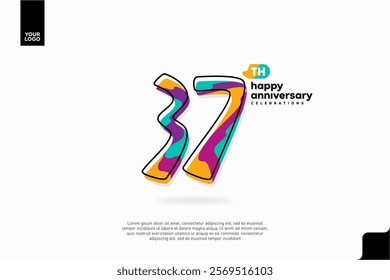 Number 37 logo icon design, 37th birthday logo number, anniversary 37