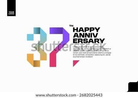 Number 37 logo icon design, 37th birthday logo number, anniversary 37