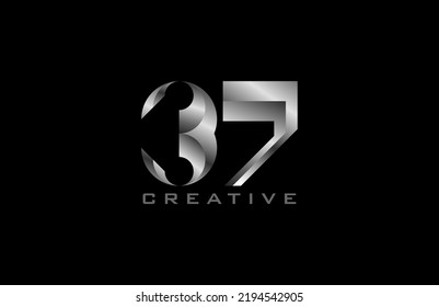 Number 37 Logo. number 37 with silver colour, usable for anniversary and business logos, vector illustration