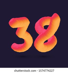 Number 38 3D multi colour gradient digit icon vector template.