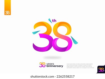 Number 38 logo icon design, 38th birthday logo number, 38th anniversary.