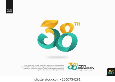 Number 38 logo icon design, 38th birthday logo number, anniversary 38